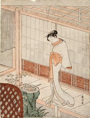 錦絵の祖・春信の見立絵 鈴木春信「縁先美人（見立無間の鐘